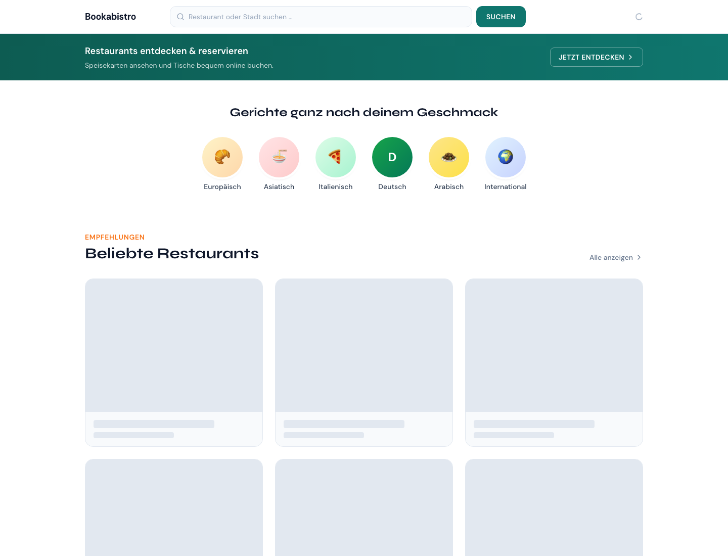 Screenshot von Book a Bistro