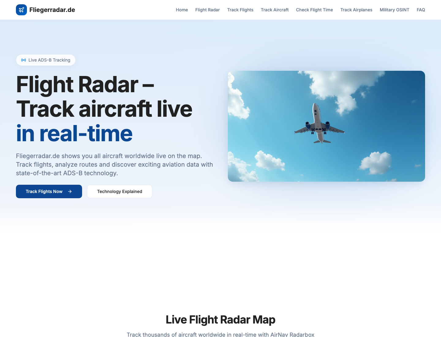 Screenshot von Fliegerradar