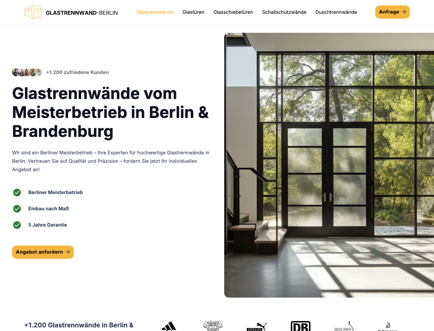 Screenshot von Glastrennwand Berlin