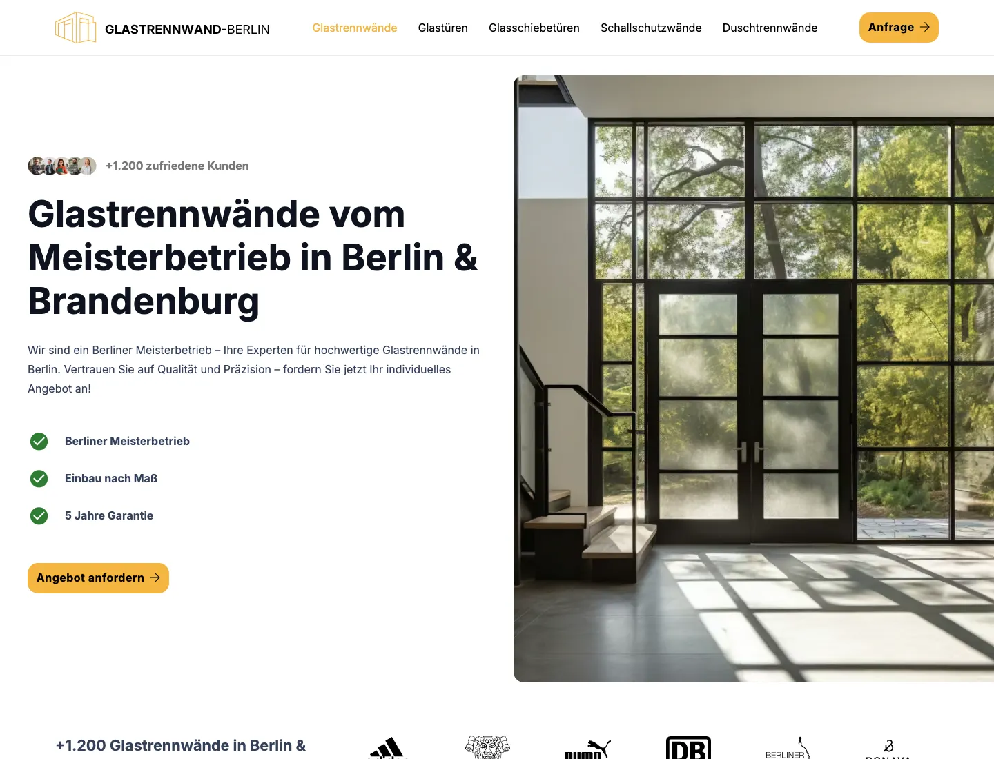 Startseite des Platz-1-Projekts Glastrennwand Berlin
